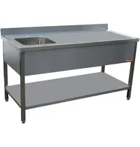 Diamond Spoeltafel | RVS | 1 Spoelbak (Links) | Bodemschap | Achteropstand | Gelaste Constructie | 1400x700x880/1000(h)mm