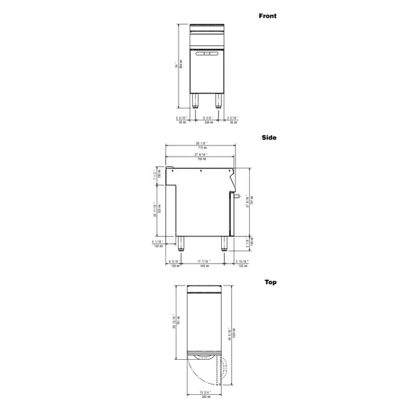 Neutrale Werkunit (Opvulstuk) | MAXIMA 700+ | Gesloten Onderkast | 350x700x850/864(h)mm