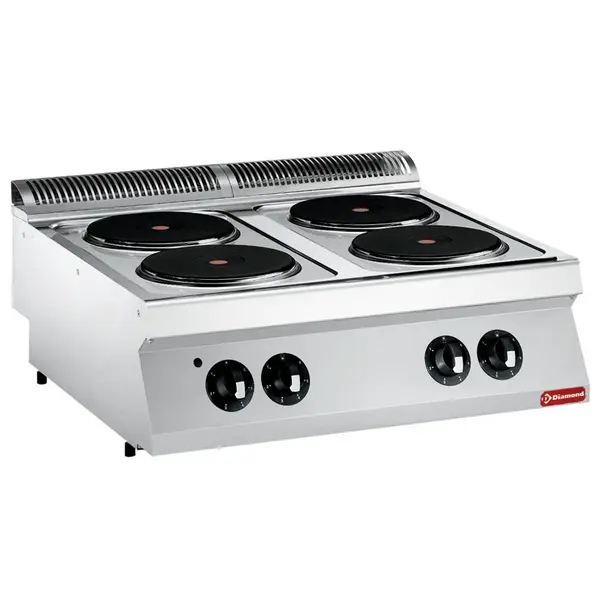 Fornuis | MAXIMA 700+ | Elektrisch | 4 Kookpunten (Ø230) | 10.4kW (230V-3F) | 800x700x274/332(h)mm