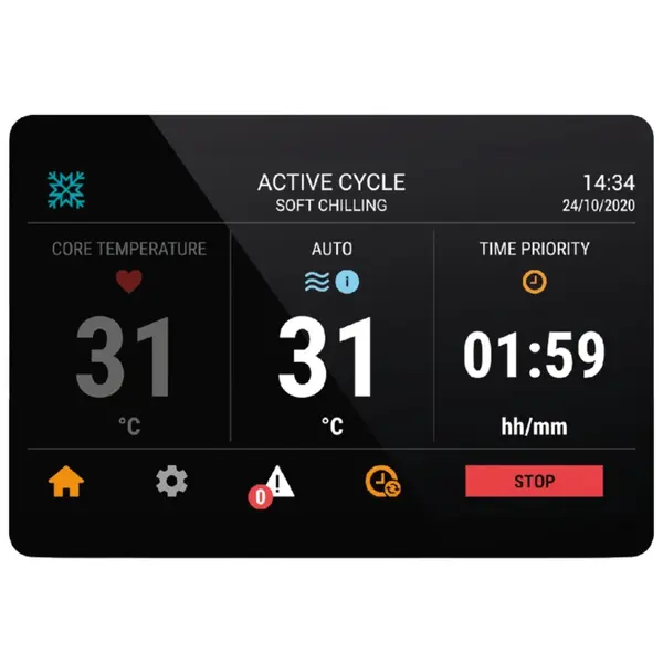 Blastchiller | POWER-LINE | 15 Niveaus (EN/GN) | 80kg Koelen / 70kg Vriezen | 3.5kW (400V) | Touchscreen | 820x886x2060(h)mm