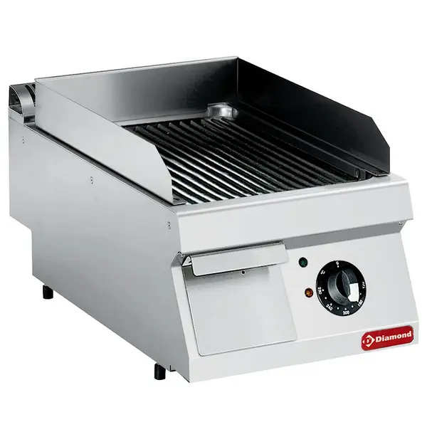 Bak-/Grillplaat | MAXIMA 700+ | Elektrisch | Gegroefd Oppervlak 330x540 (Staal) | 120°C/280°C | 4.5kW (230V-3F) | 400x700x275/355(h)mm