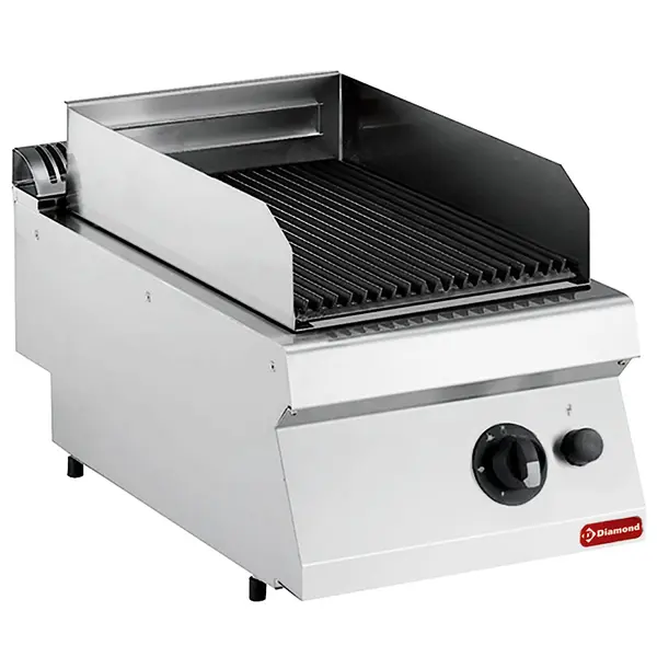 Lavasteengrill | MAXIMA 700+ | Gas | Oppervlak 330x540 (Gietijzer) | 7kW | Piëzo Ontsteking | 400x700x275/396(h)mm