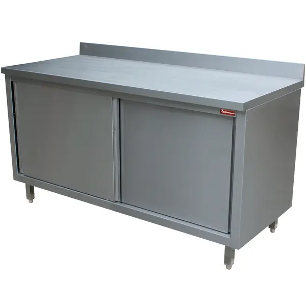 Werkbank | RVS | Schuifdeuren | Diepte 600 | Hoogte 880/1000 | Breedte 1000-1600 | Achteropstand