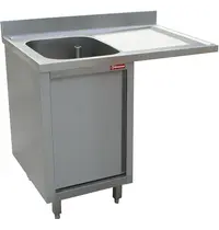 Diamond Spoeltafel | RVS | 1 Spoelbak (Links) + Afdruipvlak | Draaideur + Voorlader | Achteropstand | 1400x700x880/1000(h)mm