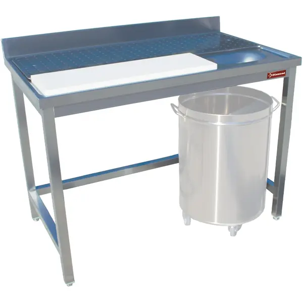 Snijwerktafel | RVS/Polyethyleen | Achteropstand | Gelaste Constructie | 1800x700x880/1000(h)mm