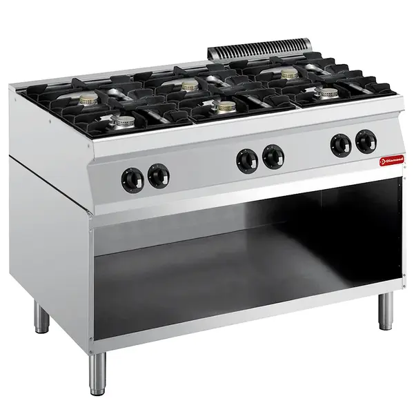 Fornuis | MAXIMA 700+ | Gas | 6 Branders (6x 5.5kW) | Waakvlam | Open Onderkast | 1200x700x850/907(h)mm