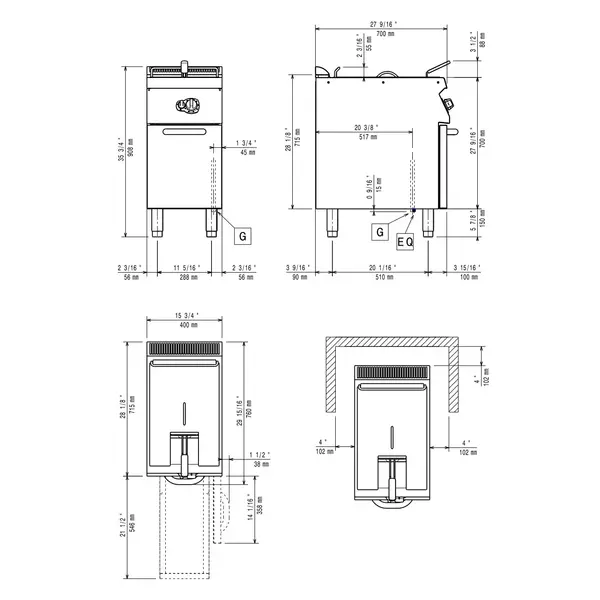 Friteuse | MAXIMA 700+ | Gas | 15L | 120°C/190°C | 14kW | Aftapkraan | 400x700x850/908(h)mm