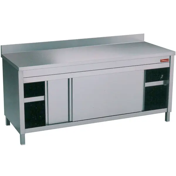 Werkbank | RVS | Schuifdeuren | Diepte 700 | Hoogte 880/1000 | Breedte 1000-2000 | Achteropstand