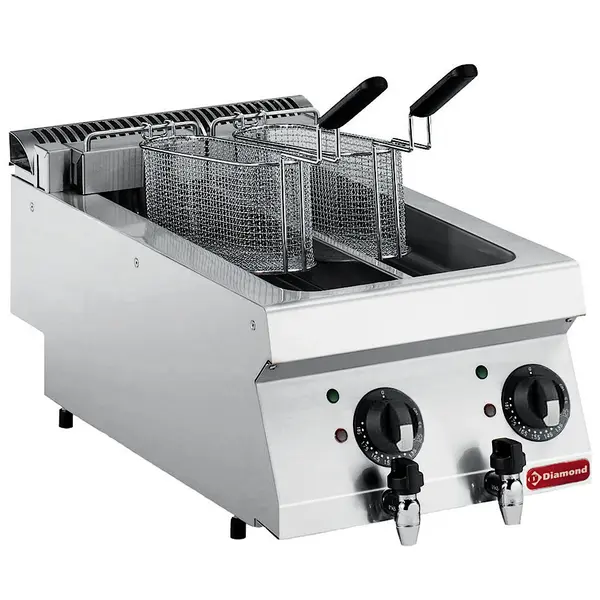 Friteuse | MAXIMA 700+ | Elektrisch | 5+5L | 105°C/185°C | 9kW (230V-3F) | Aftapkranen | 400x700x275/333(h)mm