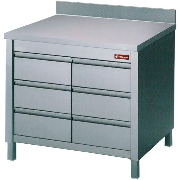 Werkbank | RVS | Laden | Achteropstand | 1000x700x880/1000(h)mm