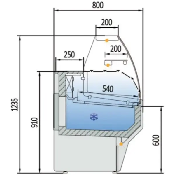 Koeltoonbank | CVE-SERIE | -1°C/+5°C | Statisch | Gekoelde Reserve | Kantelruit | 1505x800x1235(h)mm