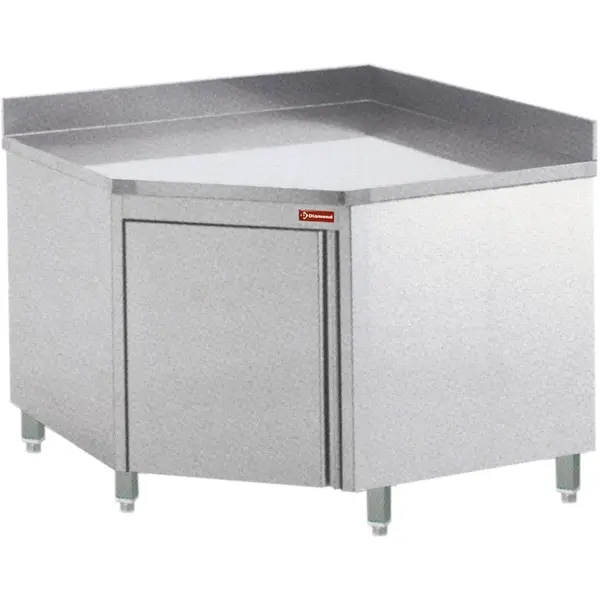 Hoekwerkbank | RVS | Draaideur | Achteropstand | 1000x1000x880/1000(h)mm