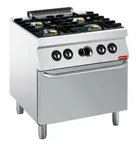 Diamond Fornuis + Oven | MAXIMA 700+ | Gas | 4 Branders (4x 5.5kW) + 2/1 GN Oven (6kW) | Waakvlam/Piëzo | 800x700x850/908(h)mm