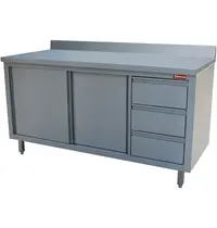 Diamond Werkbank | RVS | Schuifdeuren + Laden (Rechts) | Achteropstand | 2000x700x880/1000(h)mm