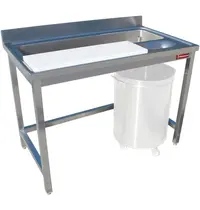 Diamond Spoeltafel | RVS/Polyethyleen | 1 Spoelbak + Afvalgat + Snijwerkblad | Achteropstand | Gelaste Constructie | 1200x700x880/1000(h)mm