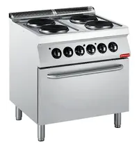 Diamond Fornuis + Oven | MAXIMA 700+ | Elektrisch | 4 Kookpunten (Ø230) + 2/1 GN Oven | 16.4kW (230V-3F) | 800x700x850/908(h)mm 