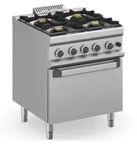 MBM Italy Fornuis + Oven | MAGISTRA PLUS 700 | Gas | 4 Branders (4x 5.5kW) + 2/1 GN Oven (6kW) | Waakvlam/Piëzo | 700x714x850(h)mm