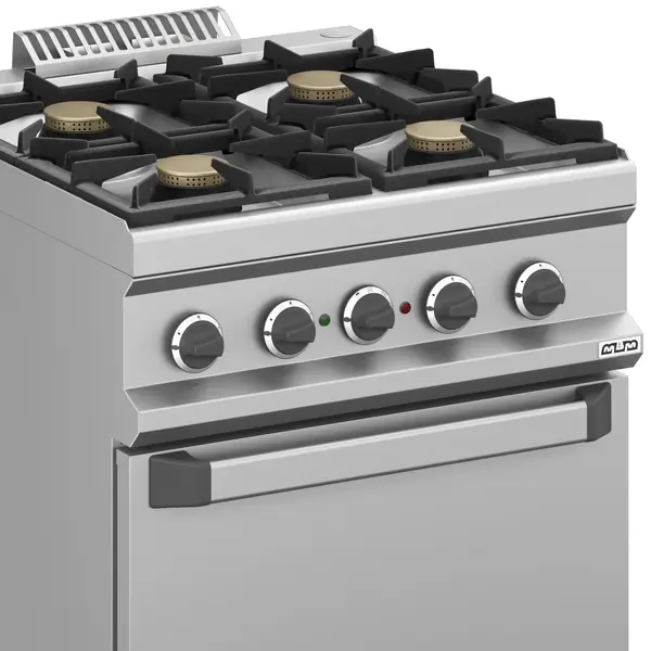 Fornuis + Oven | MAGISTRA PLUS 700 | Gas/Elektrisch | 4 Branders (4x 5.5kW) + 2/1 GN Oven (5.3kW-400V) | Waakvlam | 700x714x850(h)mm