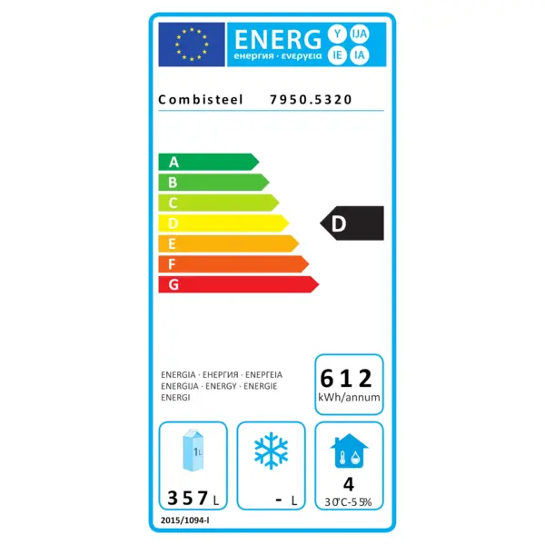 Koelkast | 357L | RVS | +2°C/+8°C | Statisch + Ventilator | 600x585x1850(h)mm
