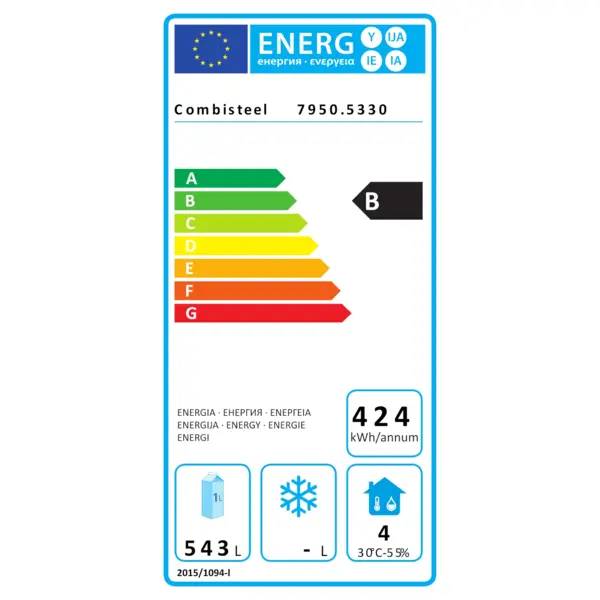 Koelkast | 543L | Wit | +2°C/+8°C | Statisch + Ventilator | 777x695x1890(h)mm