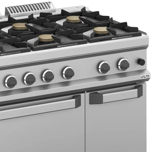 Fornuis + Oven | MAGISTRA PLUS 700 | Gas | 6 Branders (6x 5.5kW) + 2/1 GN Oven (6kW) | Waakvlam/Piëzo | Neutraal Vak | 1100x714x850(h)mm