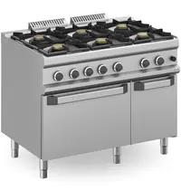 MBM Italy Fornuis + Oven | MAGISTRA PLUS 700 | Gas | 6 Branders (6x 7kW) + 2/1 GN Oven (6kW) | Waakvlam/Piëzo | Neutraal Vak | 1100x714x850(h)mm
