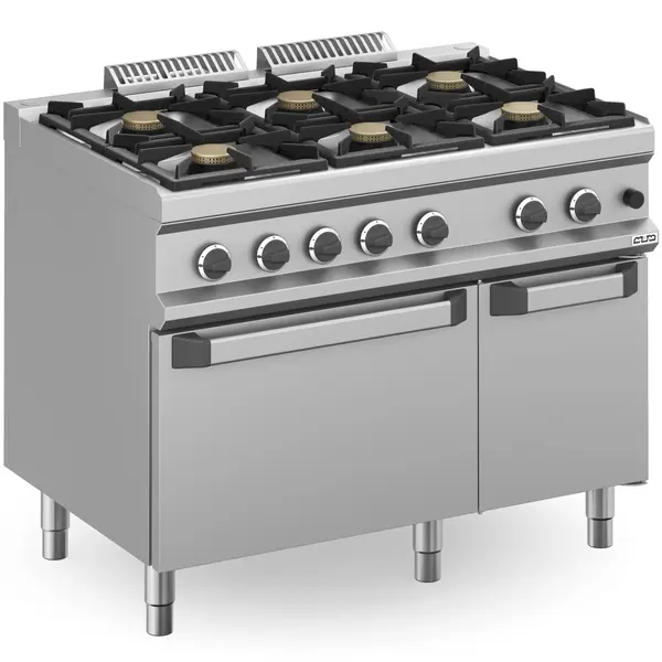 Fornuis + Oven | MAGISTRA PLUS 700 | Gas | 6 Branders (6x 7kW) + 2/1 GN Oven (6kW) | Waakvlam/Piëzo | Neutraal Vak | 1100x714x850(h)mm
