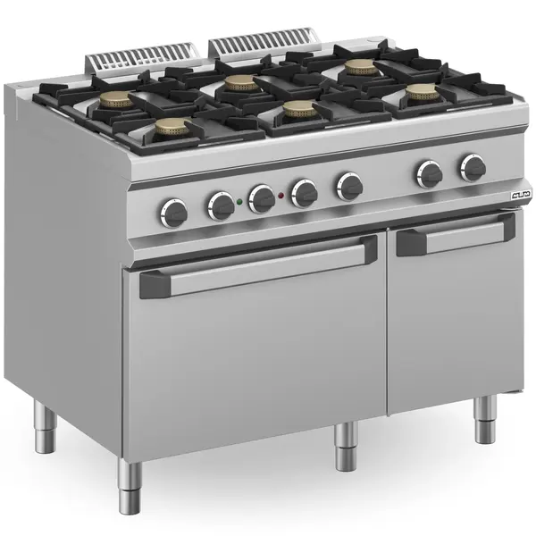 Fornuis + Oven | MAGISTRA PLUS 700 | Gas/Elektrisch | 6 Branders (6x 5.5kW) + 2/1 GN Oven (5.3kW-400V) | Waakvlam | Neutraal Vak | 1100x714x850(h)mm
