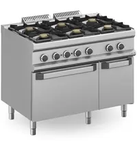 MBM Fornuis + Oven | MAGISTRA PLUS 700 | Gas/Elektrisch | 6 Branders (6x 7kW) + 2/1 GN Oven (5.3kW-400V) | Waakvlam | Neutraal Vak | 1100x714x850(h)mm