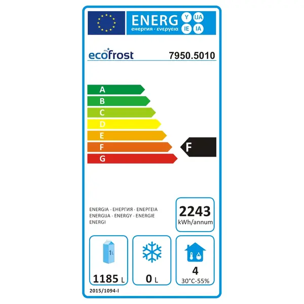 Koelkast | 1300L (2/1 GN) | RVS | -2°C/+8°C | Geforceerd | Wielen (Geremd) | 1480x830x2010(h)mm