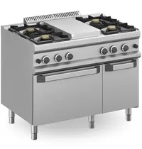 MBM Fornuis/Doorkookplaat + Oven | MAGISTRA PLUS 700 | Gas | 4 Branders (4x 7kW) + Plaat (5.5kW) + 2/1 GN Oven (6kW) | Waakvlam/Piëzo | Neutraal Vak | 1100x714x850(h)mm