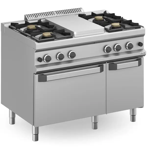 Fornuis/Doorkookplaat + Oven | MAGISTRA PLUS 700 | Gas | 4 Branders (4x 7kW) + Plaat (5.5kW) + 2/1 GN Oven (6kW) | Waakvlam/Piëzo | Neutraal Vak | 1100x714x850(h)mm