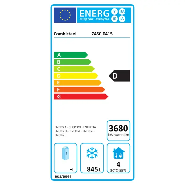 Vrieskast | STANDARD LINE | 1200L (2/1 GN) | RVS | -10°C/-20°C | Statisch + Ventilator | Wielen (Geremd) | 1340x810x2010(h)mm