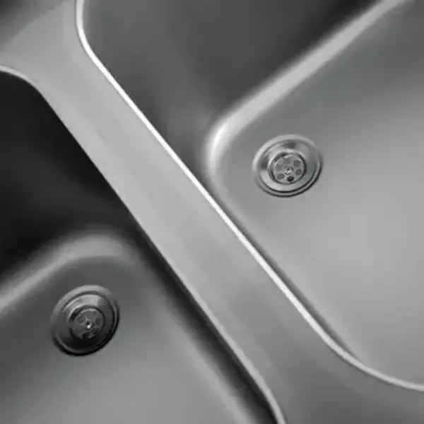 Spoeltafel | ECO | RVS | 2 Spoelbakken (Links) + Afdruipvlak | Bodemschap | Achteropstand | Zelfmontage | 1800x700x850(h)mm