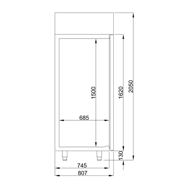 Vrieskast | ENERGY LINE | 1400L (2/1 GN) | RVS | -10°C/-22°C | Geforceerd | 1400x810x2050(h)mm