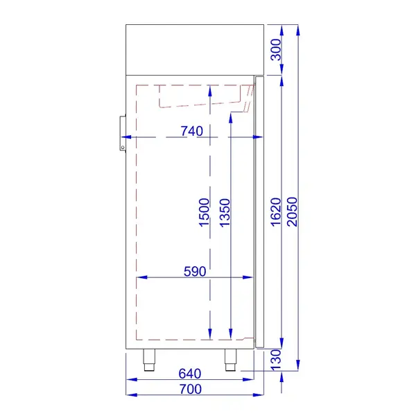 Koelkast | PRO LINE | 1200L | RVS | +2°C/+8°C | Geforceerd | 1400x710x2050(h)mm