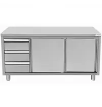 UNNINOX Werkbank | RVS | Schuifdeuren + Laden (Links) | Diepte 600 | Hoogte 850/900 | Breedte 1200-2000