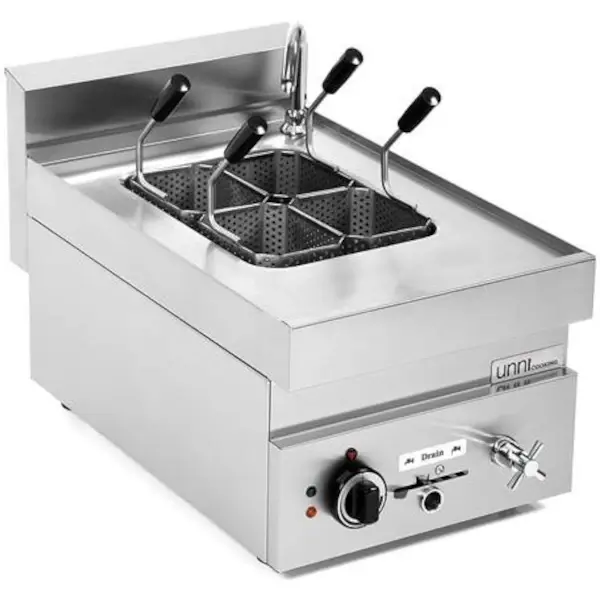 Pastakoker | 650 SERIE | Elektrisch | 12L | 30°C/110°C | 7kW (400V) | Aftapkraan | 400x650x300/540(h)mm