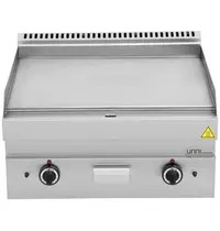 UNNI-COOKING Bak-/Grillplaat | 650 SERIE | Gas | Glad Oppervlak 700x550 (RVS) | 80°C/300°C | 11.5kW | Piëzo Ontsteking | 1100x650x300/540(h)mm