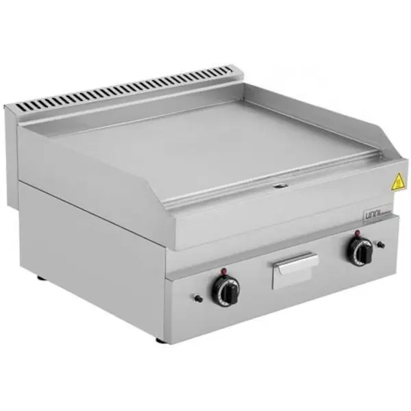 Bak-/Grillplaat | 650 SERIE | Gas | Glad Oppervlak 700x550 (RVS) | 80°C/300°C | 11.5kW | Piëzo Ontsteking | 1100x650x300/540(h)mm