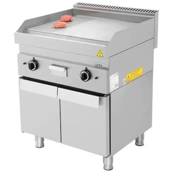 Bak-/Grillplaat | 650 SERIE | Gas | Glad/Gegroefd Oppervlak 700x550 (RVS) | 80°C/300°C | 11.5kW | Piëzo Ontsteking | 700x650x300/540(h)mm