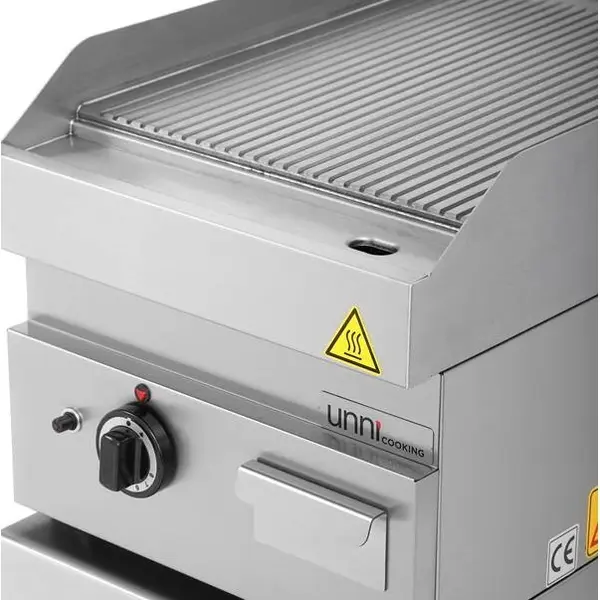 Bak-/Grillplaat | 650 SERIE | Gas | Gegroefd Oppervlak 400x550 (RVS) | 80°C/300°C | 5.7kW | Piëzo Ontsteking | 400x650x300/540(h)mm