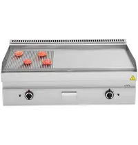 UNNI-COOKING Bak-/Grillplaat | 650 SERIE | Gas | Glad/Gegroefd Oppervlak 1100x550 (RVS) | 80°C/300°C | 12kW | Piëzo Ontsteking | 1100x650x300/540(h)mm