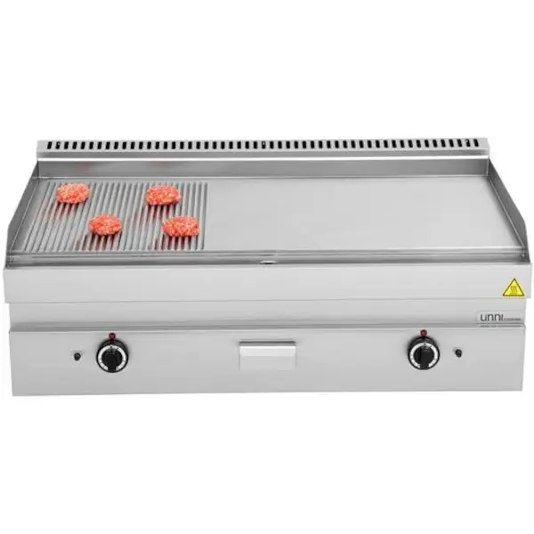 Bak-/Grillplaat | 650 SERIE | Gas | Glad/Gegroefd Oppervlak 1100x550 (RVS) | 80°C/300°C | 12kW | Piëzo Ontsteking | 1100x650x300/540(h)mm