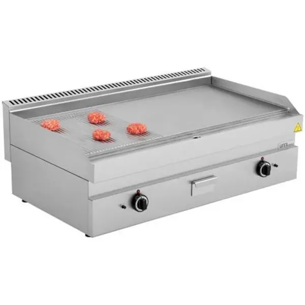 Bak-/Grillplaat | 650 SERIE | Gas | Glad/Gegroefd Oppervlak 1100x550 (RVS) | 80°C/300°C | 12kW | Piëzo Ontsteking | 1100x650x300/540(h)mm