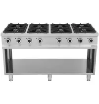 UNNI-COOKING Gasfornuis | 8 Branders (8x 6.5kW) | Open Onderkast | 1460x700x850(h)mm