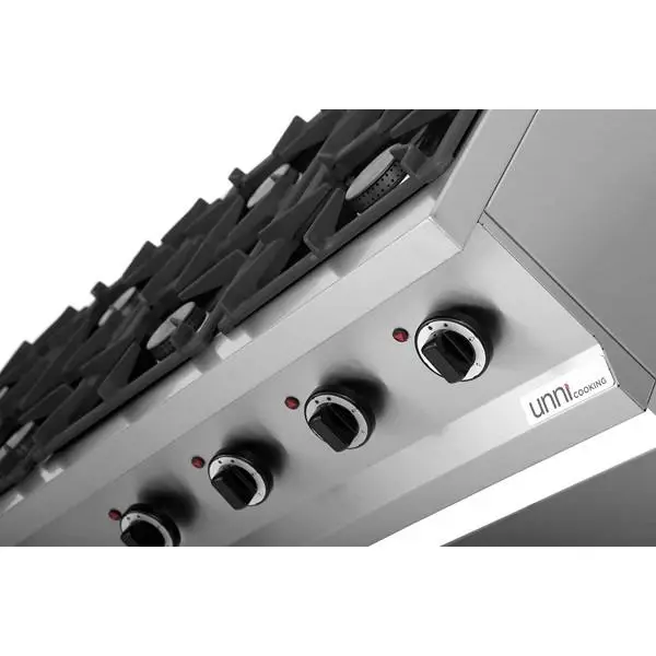 Gasfornuis | 8 Branders (8x 6.5kW) | Open Onderkast | 1460x700x850(h)mm