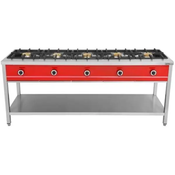 Pannenkoekenfornuis | Gas | 5 Branders | 5x 8kW | Bodemschap | 2000x600x850/900(h)mm