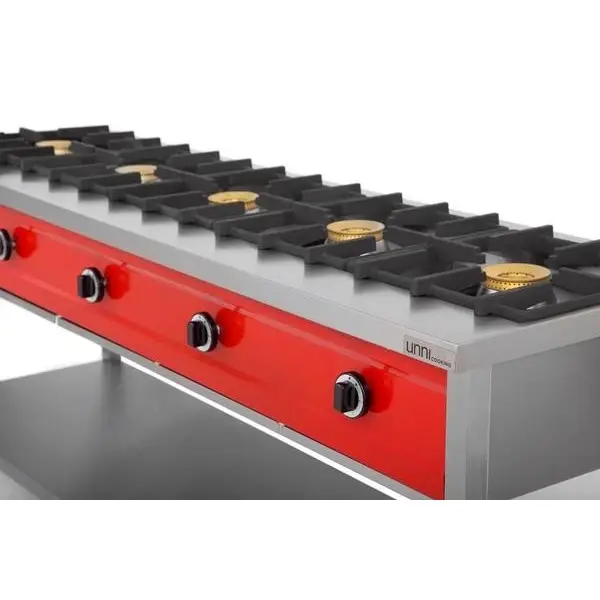 Pannenkoekenfornuis | Gas | 5 Branders | 5x 8kW | Bodemschap | 2000x600x850/900(h)mm