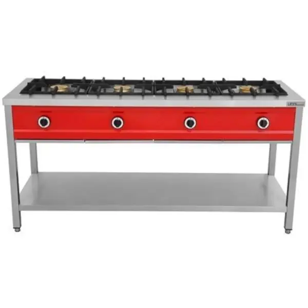 Pannenkoekenfornuis | Gas | 4 Branders | 4x 8kW | Bodemschap | 1685x600x850/900(h)mm